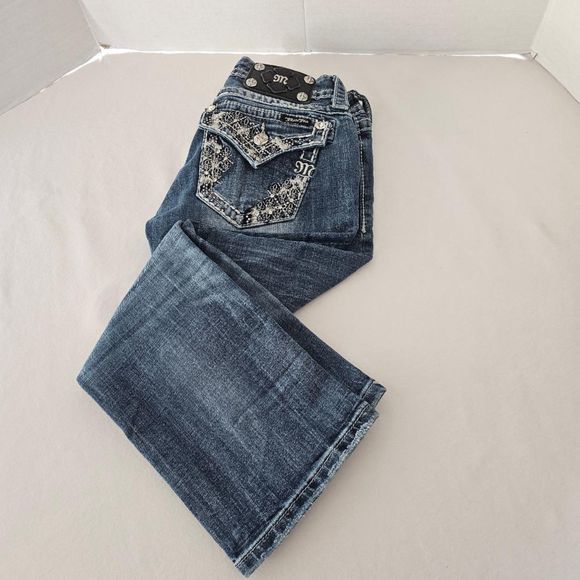Miss Me Distressed Embellished Denim Capri Jeans Women's Size 27 EUC-BLING - Picture 7 of 12